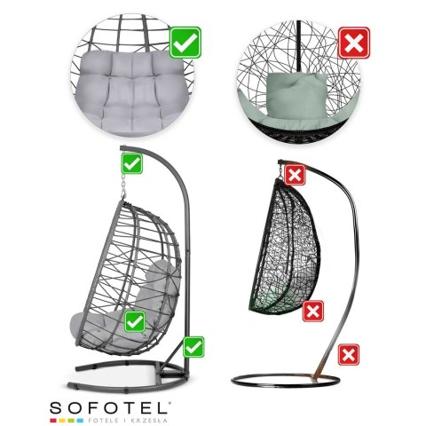 Fotel ogrodowy wiszący Tihuana szary + szare poduszki Sofotel