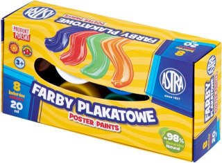 Farby plakatowe Astra 8 kol x 20 ml STANDARD BOX