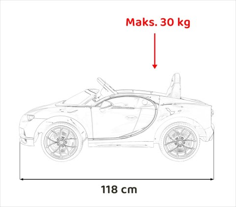 Bugatti Chiron na akumulator dla dzieci Niebieski + Pilot + Bagażnik + EVA + Amortyzatory + Audio LED