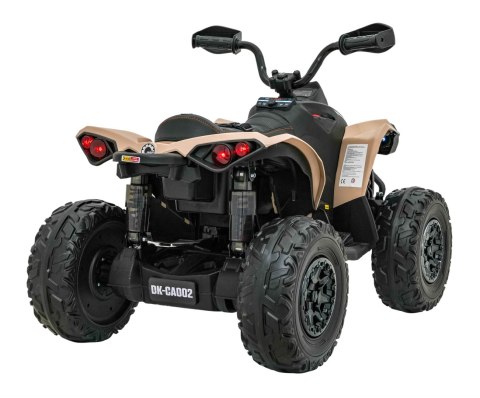 Duży Mocny QUAD Dla dzieci CAN-AM Maverick 24 Volt 2x200 Watt Tablice Khaki