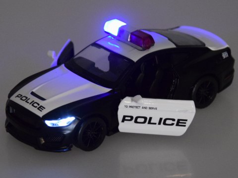 Auto metalowe policja Ford Shelby GT350 skala 1:32 światła koguty ZA4610