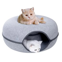 Legowisko dla kota donut tunel łóżko 50cm - szary
