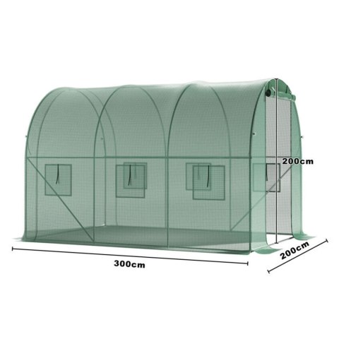 Szklarnia tunel ogrodowy foliowy wielosezonowy metalowy stelaż zielona folia 2x3x2m