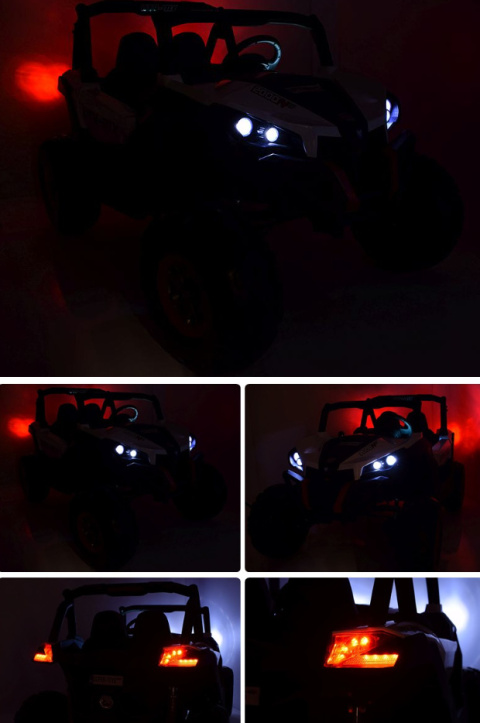 Buggy SuperStar dla dzieci Czarny + MP4 + Napęd 4x4 + Pilot + Bagażnik + LED + Blokada drzwi