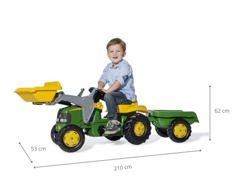 Rolly Toys 811496 Traktor Rolly Junior John Deere z łyżką i przyczepą