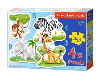 Puzzle 4w1 3,4,6,9-elementów African Animals zwierzęta