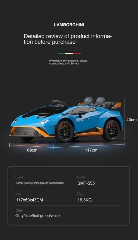 ORYGINALNE DRIFTUJĄCE LAMBORGHINI HURACAN STO NA AKUMULATOR/SMT-555-24V