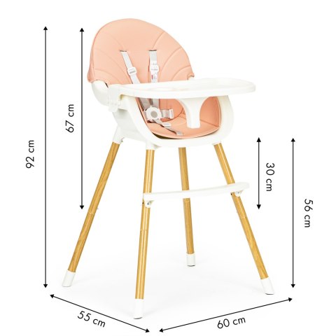 Krzesełko fotelik do karmienia 2w1 różowe ECOTOYS