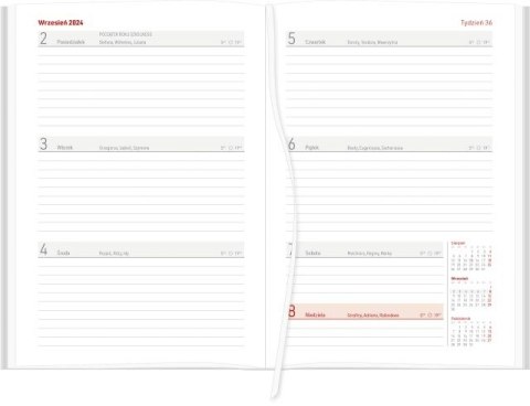 Kalendarz nauczyciela WN A5 tygodniowy Kraft z gumką GRANAT 2024/25