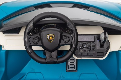 Elektryczny pojazd dziecięcy Lamborghini Sian, biały, dwumiejscowy, z silnikami 4x100W i 24V