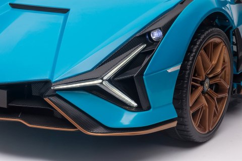 Elektryczny pojazd dziecięcy Lamborghini Sian, biały, dwumiejscowy, z silnikami 4x100W i 24V