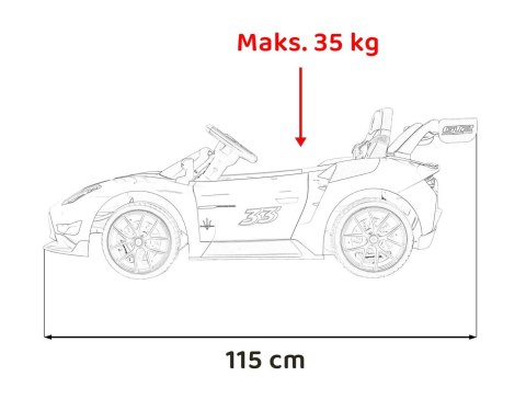 Samochód na akumulator Maserati MC20 GT2 ekoskóra EVA Bluetooth wolny start