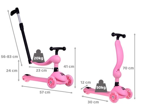 Tiny Bike 2w1Jeździk Hulajnoga 3 kołowa balansowa świecące koła SP0783