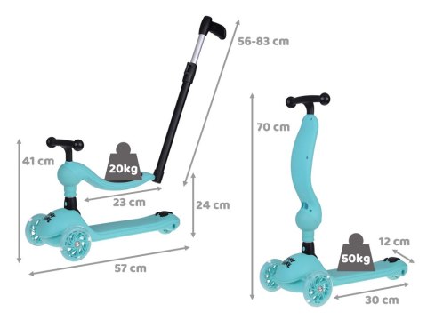 Tiny Bike 2w1Jeździk Hulajnoga 3 kołowa balansowa świecące koła SP0783