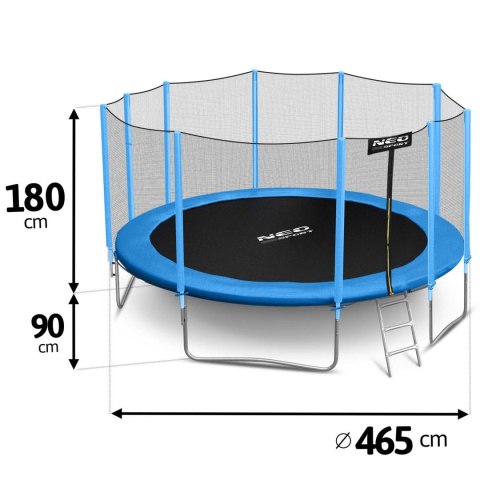 Trampolina ogrodowa 15ft/465cm z siatką zewnętrzną i drabinką