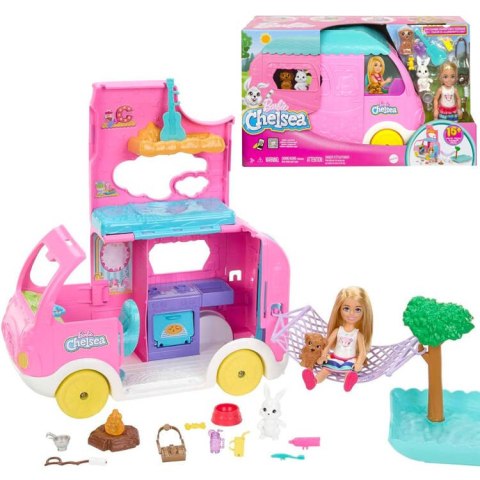 Barbie kamper Chelsea mini lalka + zwierzątka akcesoria HNH90 ZA5091