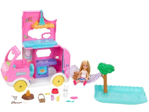 Barbie kamper Chelsea mini lalka + zwierzątka akcesoria HNH90 ZA5091