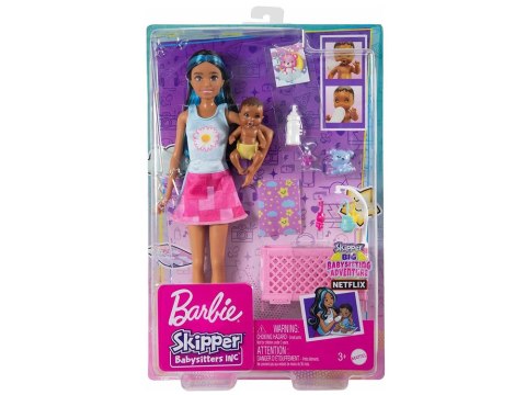 Lalka Barbie Skipper Babysitters opiekunka + bobas akcesoria HJY34 ZA5095 A