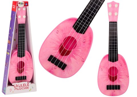 Ukulele Dla Dzieci Mini Gitara 4 Struny Motyw Brzoskwini Gitarka Różowa