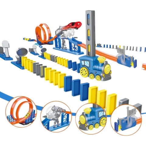 Pociąg Lokomotywa Kolejka Układająca Domino Zabawka Logiczna Klocki Duża