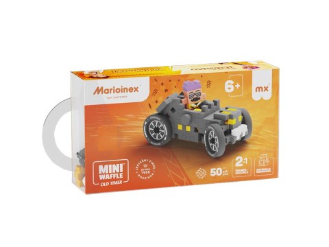 Marioinex Klocki mini waffle szare auto 50 el + figurka ZA5521