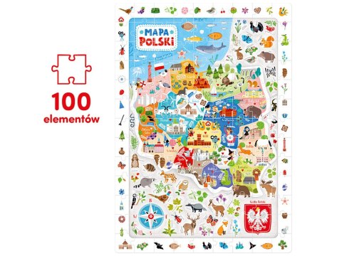 CzuCzu Obserwacyjne puzzle Mapa Polski 100 elementów 5+ plakat ZA5561