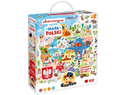 CzuCzu Obserwacyjne puzzle Mapa Polski 100 elementów 5+ plakat ZA5561