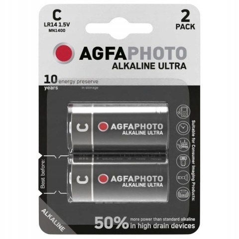 2x BATERIA AGFAPHOTO ULTRA C LR14 R14 ALKALICZNA