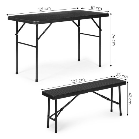 Zestaw cateringowy stół 120 cm 2 ławki komplet bankietowy - czarny