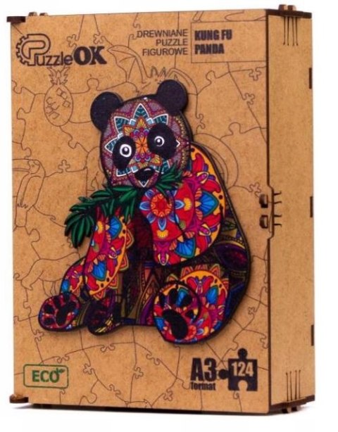 PUZZLE DREWNIANE UKŁADANKA KUNG FU PANDA MIŚ KOLOR