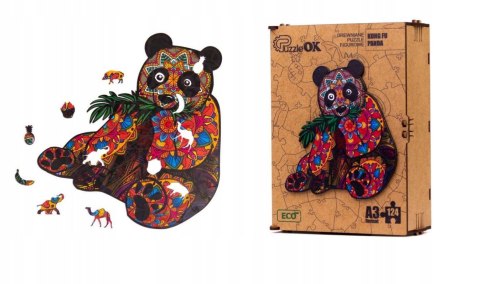 PUZZLE DREWNIANE UKŁADANKA KUNG FU PANDA MIŚ KOLOR