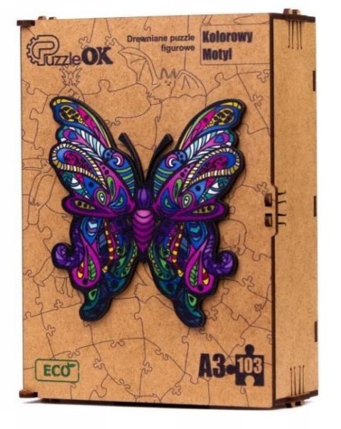 PUZZLE DREWNIANE UKŁADANKA MOTYL KOLOROWY WZORY