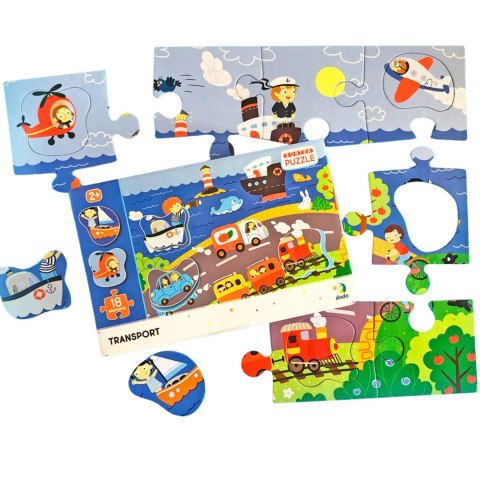 PUZZLE SORTER TRANSPORT NAUKA POPRZEZ ZABAWĘ ŚRODKI TRANSPORTU 18 ELEMENTÓW