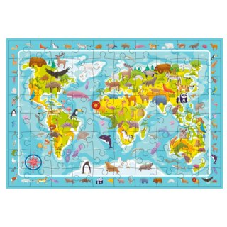 Puzzle Obserw. Mapa Swiata Zwierzat, 80 el. 300133