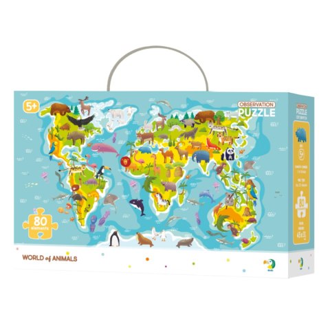 Puzzle Obserw. Mapa Swiata Zwierzat, 80 el. 300133