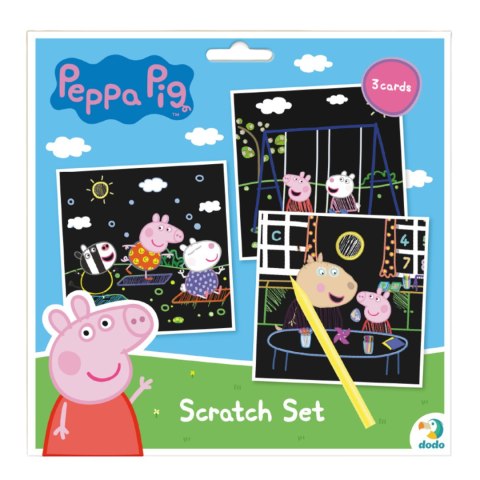 ZDRAPKA ARTYSTYCZNA ŚWINKA PEPPA 3 KOLOROWE KARTKI MALOWANIE METODĄ SCRATCH