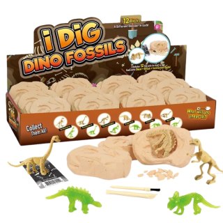 Archaeological excavation -12 dinosaurs/box with single double-headed tool