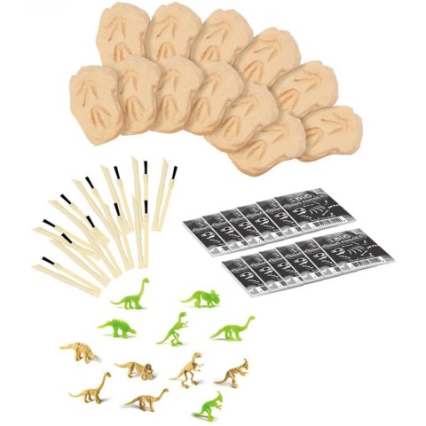 Archaeological excavation -12 dinosaurs/box with single double-headed tool