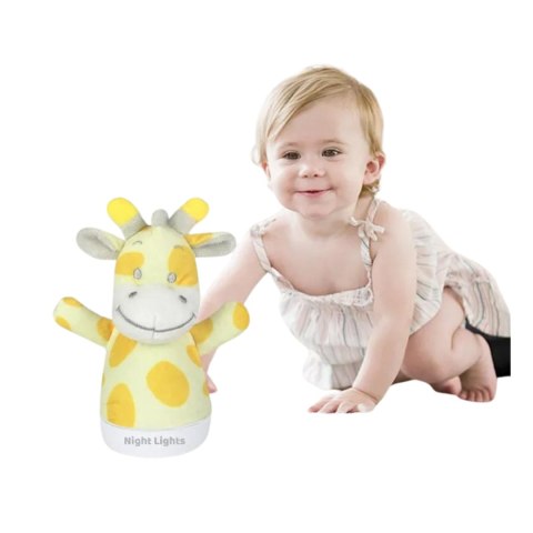 A baby soothing plush night light (giraffe doll)