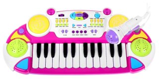 Różowy zestaw muzyczny Keyboard + Werble + Mikrofon dla dzieci