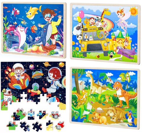 PUZZLE DREWNIANE 60 ELEMENTÓW 4 WZORY