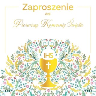 Zaproszenie - Komunia pattern IHS (5szt)