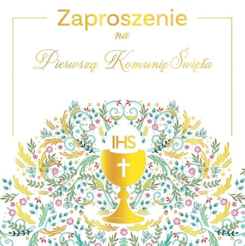 Zaproszenie - Komunia pattern IHS (5szt)