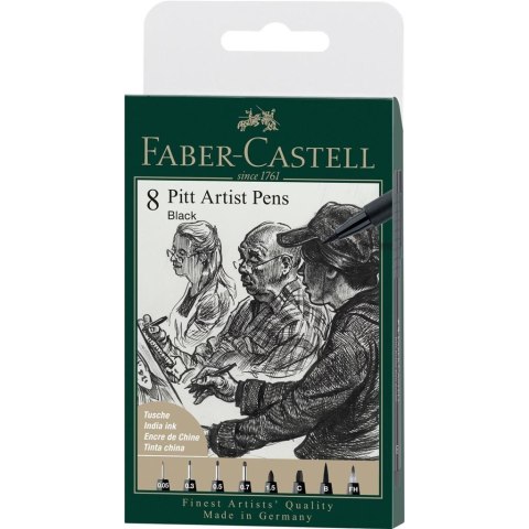 Pisaki Pitt Artist Pen black 8szt