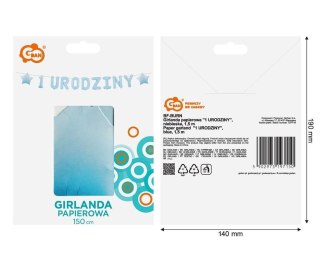 Girlanda papierowa 1 urodziny niebieska 1,8m