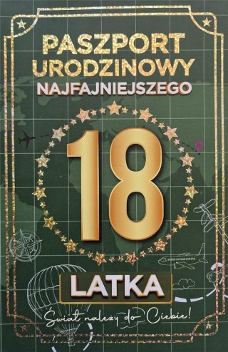 Karnet Urodziny 18 Nowy paszport męskie