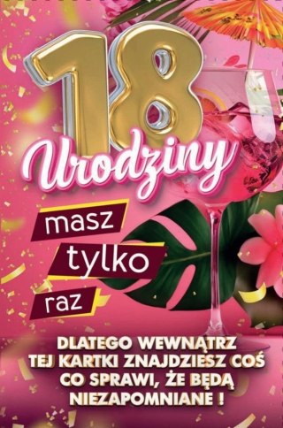 Karnet Urodziny z nakładką na butelkę 18