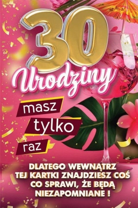 Karnet Urodziny z nakładką na butelkę 30