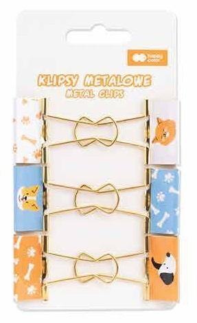 Klipsy metalowe Cat&Dog 6szt HAPPY COLOR