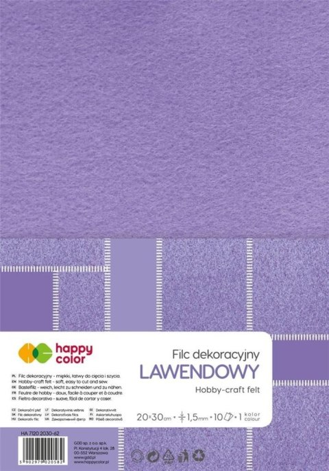 Filc dekoracyjny lawendowy 10szt HAPPY COLOR